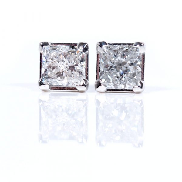 1.96ctw I2 F Pricess Cut Studs