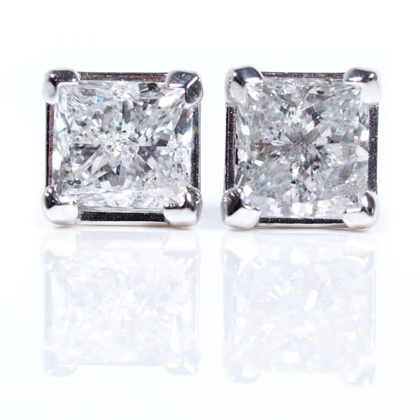 1.96ctw I2 F Pricess Cut Studs