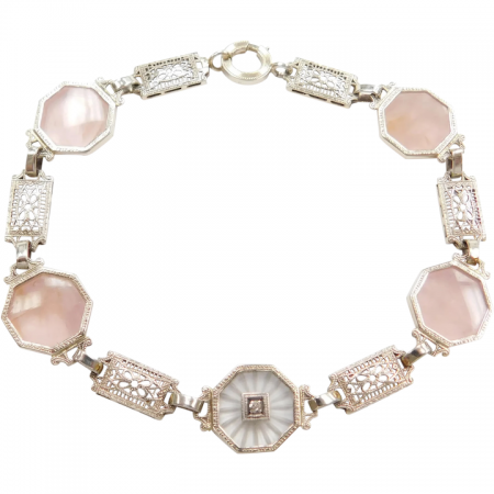 7 3/4" Art Deco Rose Quartz bracelet