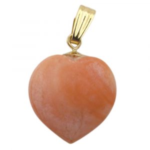 Angel Skin Coral Heart Pendant 14K Yellow Gold