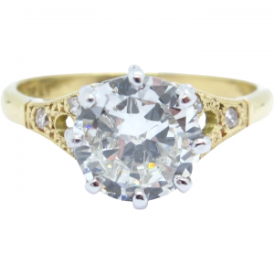 Antique 1.72ctw GIA Certified Round Brilliant Diamond 18k Gold & Platinum Engagement Ring Early 1900's 143