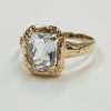 Aquamarine Solitaire Vintage Ring Cushion Cut side view