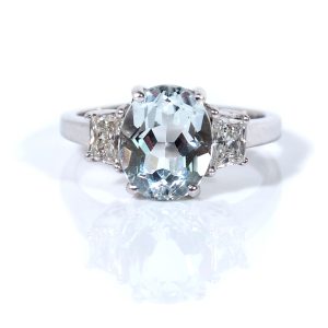 Aquamarine & Trapezoid Diamond Ring 3.05 tgw (1)