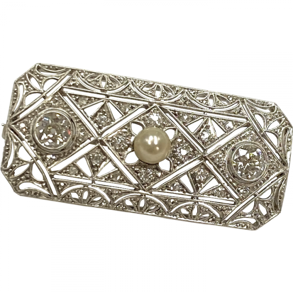 Art Deco Brooch Diamond 1.22 ctw