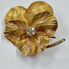 Art Nouveau PANSY Pendant Brooch 14K Gold and Diamond .50 Carat Mine Cut