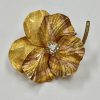 Art Nouveau PANSY Pendant Brooch 14K Gold and Diamond .50 Carat Mine Cut