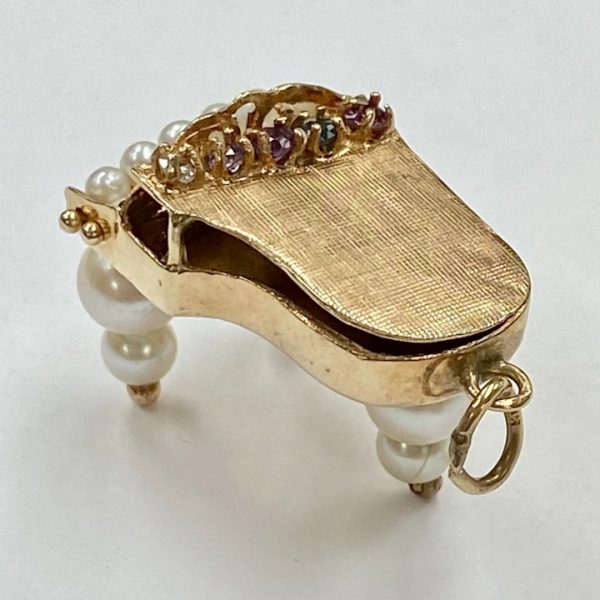 BIG Jeweled Grand Piano Charm 14K Gold Three-Dimensional