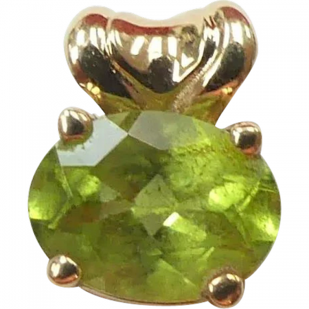 Bright 2ct Peridot Solitaire Pendant 14K Yellow Gold