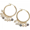 Classic Hoop Earrings with Cultured Pearl Dangles 14K Gold