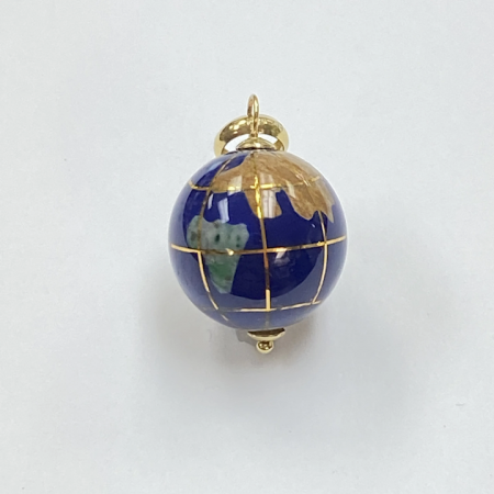 Colorful Gemstone Inlay Globe Charm Pendant 14K Gold