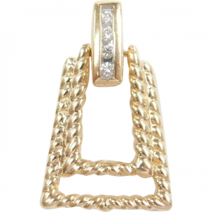 Diamond .04 ctw Geometric Door-Knocker Pendant 14k Gold