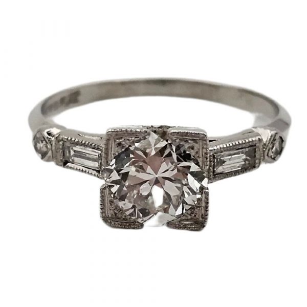 GIA Certified 1.46 ctw Art Deco Diamond Engagement Ring