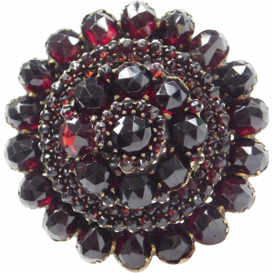 Huge Edwardian Handmade 24.83 ctw Bohemian Garnet Halo Ring 14k Gold