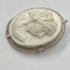 Lava Rock Cameo Pendant Brooch 14K White Gold Filigree