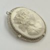 Lava Rock Cameo Pendant Brooch 14K White Gold Filigree