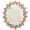 Mid-Century Breathtaking Opal and Diamond 10.43 ctw Halo Ring 14k Gold