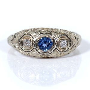 Art Deco Ceylon Sapphire & Diamond Ring