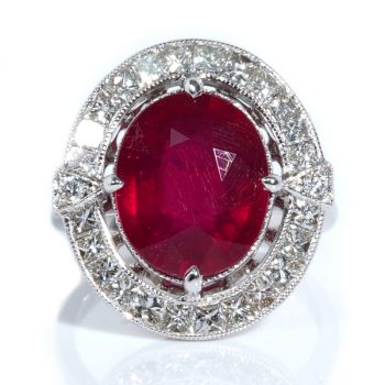 7.47 ctw Ruby and Diamond Statement Ring 14k White Gold