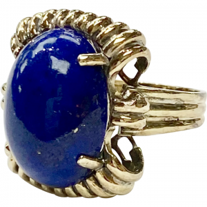 Retro Vintage Lapis Lazuli Ring 14K Gold