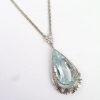 5.69ct Pear Cut Aquamarine pendant on white gold chain.