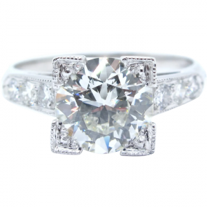 Timeless Art Deco GIA Certified 1.83 ctw Diamond and Platinum Engagement Ring 143