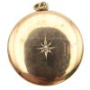 Victorian Round Locket Pendant 14K Gold and Mine Cut Diamond