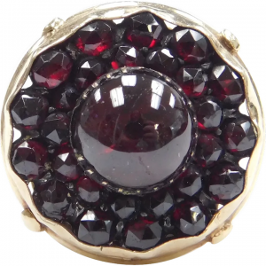 Vintage Victorian Bohemian Garnet 11.85 ctw Double Halo Ring 14k Gold