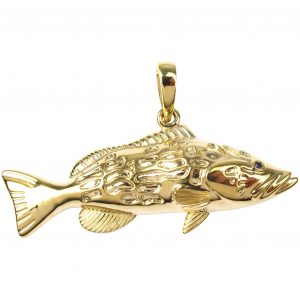 Grouper Fish Pendant 14k