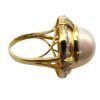 .06ctw Pearl Cocktail Ring 14K Two Tone Gold hallmark