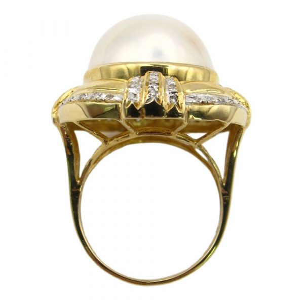 .06ctw Pearl Cocktail Ring 14K Two Tone Gold top