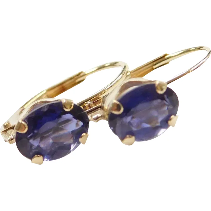 1.78ctw Natural Tanzanite Earrings 14k Gold Lever Backs