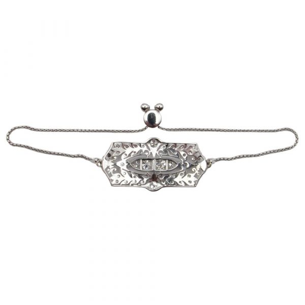 1.15ctw Art Deco Diamond Bar Bolo Bracelet back