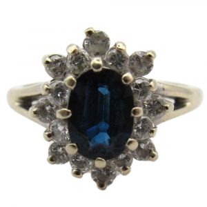 1.58ctw Sapphire Ring with Diamond Accents 14K