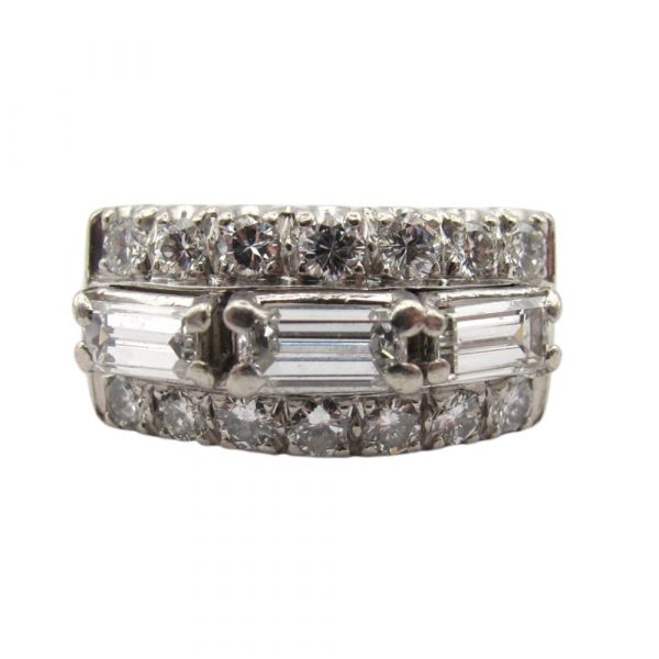 1.60ctw Baguette and Round Diamond Platinum Band