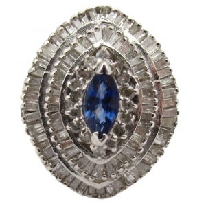 1.85ctw Diamond & Sapphire Cocktail Ring Two Tone 14K