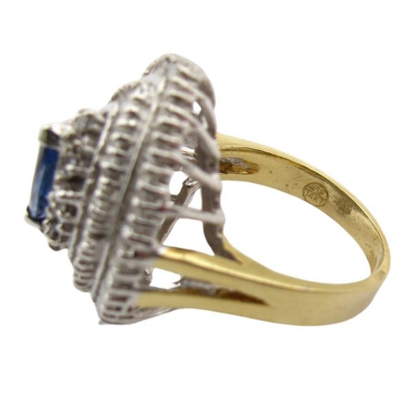 1.85ctw Diamond & Sapphire Cocktail Ring Two Tone 14K hallmark