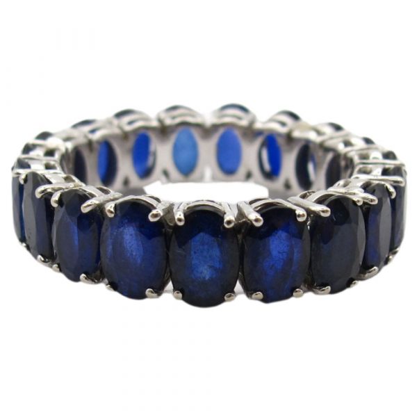 13.30ctw Natural Sapphire Eternity Band Ring 14K White Gold