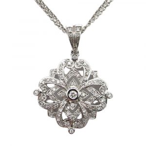 .59ctw Diamond Clover Pendant Necklace 14K