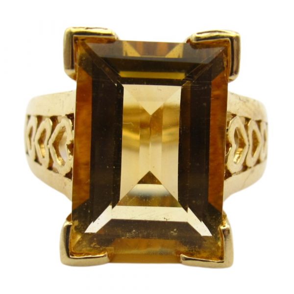 7.35ct Citrine Solitaire Ring 14K Gold