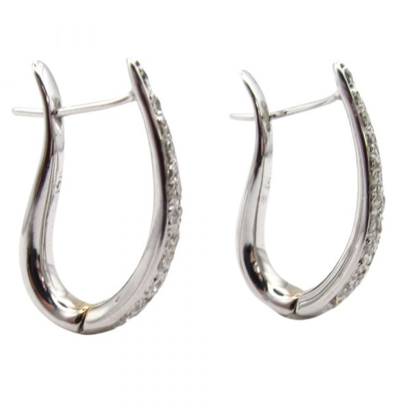 .75ctw Diamond U Gold Hoop Earrings 14K side