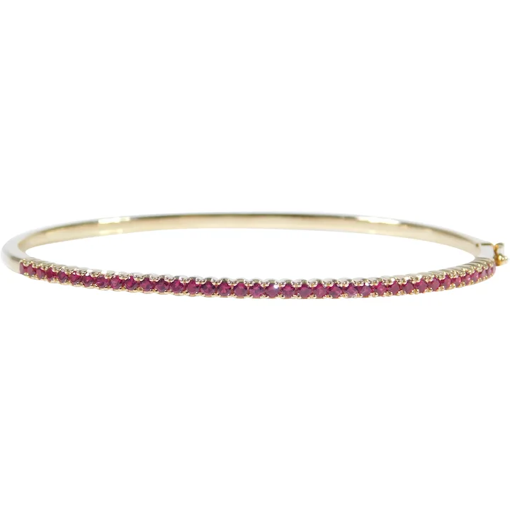 1.00ctw Ruby Hinged Bangle Bracelet 18K Gold