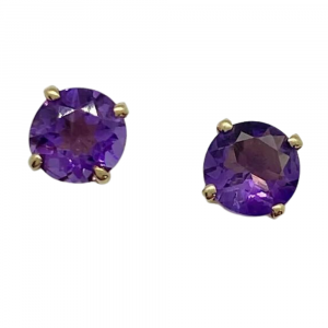 Classic Amethyst Stud Earrings 14k