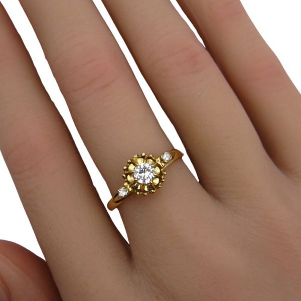 Edwardian Era .29ctw Diamond Engagement Ring 14K Yellow Gold hand