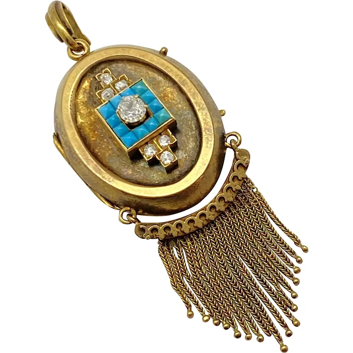 BIG Victorian Locket Pendant Diamond