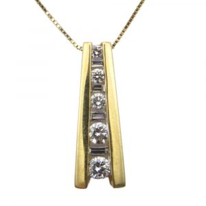 Tapered .41ctw Diamond Ladder Pendant Necklace 14K Gold