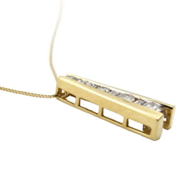 Tapered .41ctw Diamond Ladder Pendant Necklace 14K Gold side