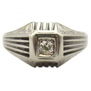 Vintage Men’s .08ct Diamond Solitaire Ring 18K Gold