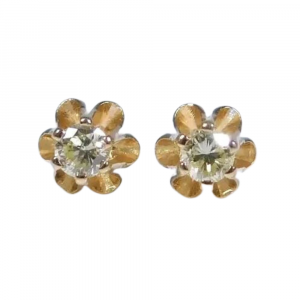 childs 14ct diamond buttercup flower stud earrings