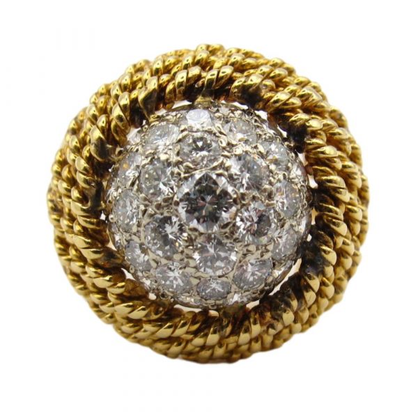 1.01 ctw Diamond Dome Ring with Rope Accents