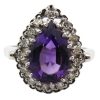 1.82 ctw Amethyst Ring with Diamond Halo in 14K White Gold